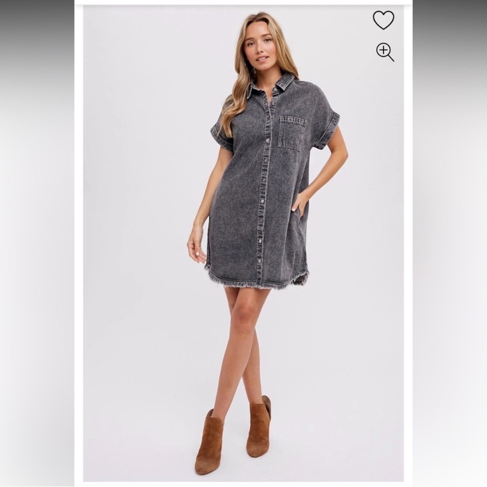 Bluivy black denim mini dress- womens size large